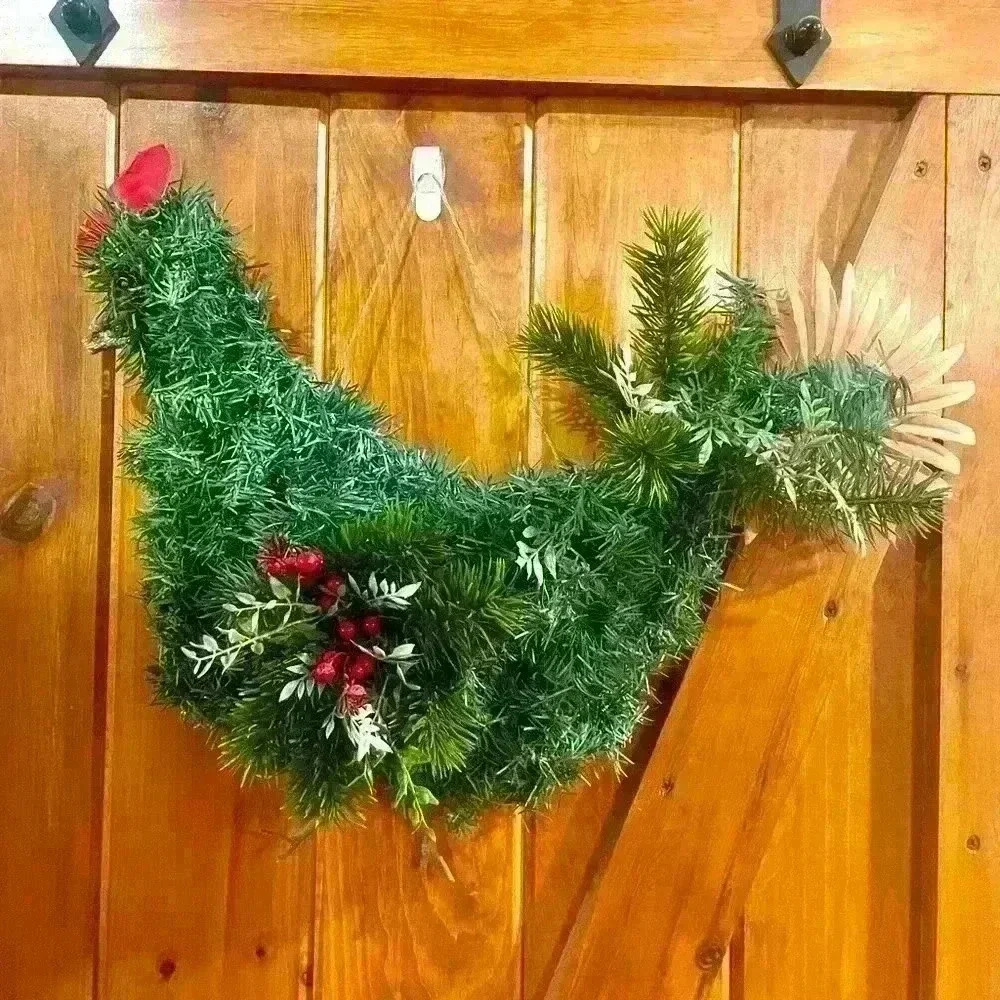 Handmade Chicken Christmas Wreath